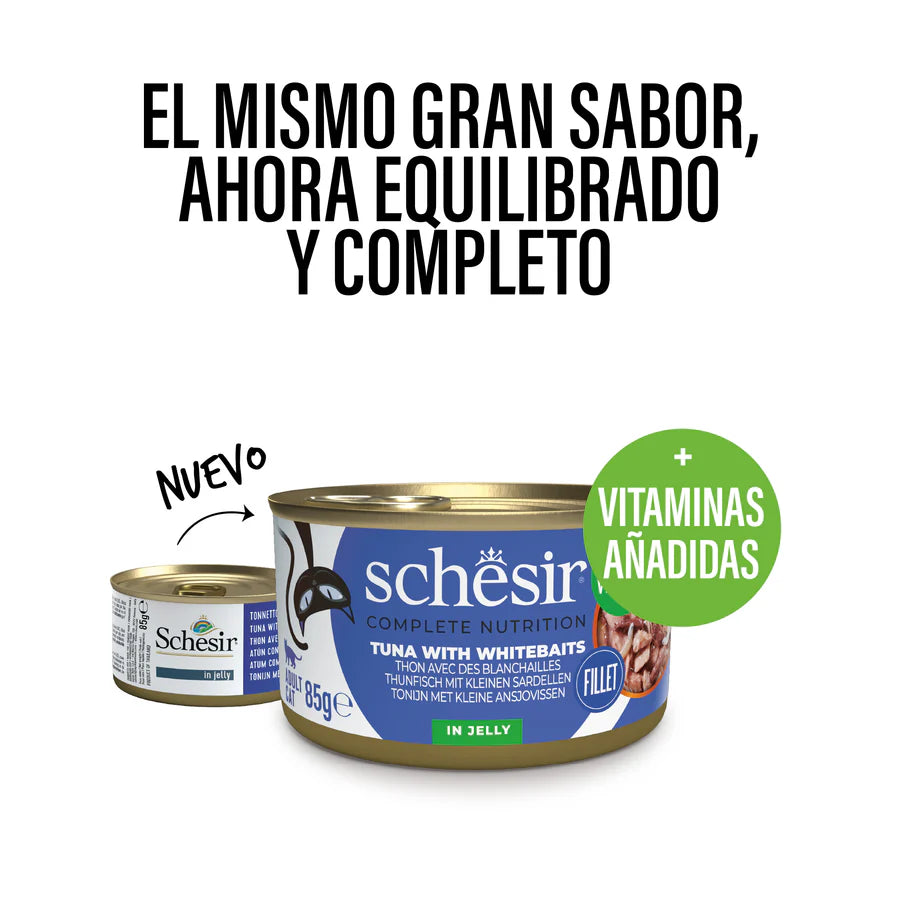 Schesir Lata de Gato 85 g Atún con Anchovetas en Gelatina SCHESIR Mascotas-Ávila