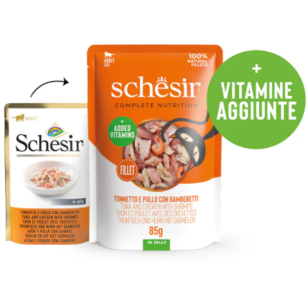 Schesir Sobres Gato 85 g Atún, Pollo y Gambas SCHESIR Mascotas-Ávila