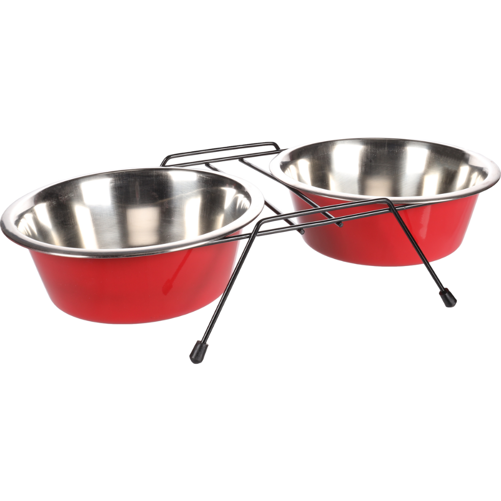 Set Comedero Bebedero Acero Inox. 2X1600 ml Arjun Flamingo FLAMINGO Mascotas-Ávila