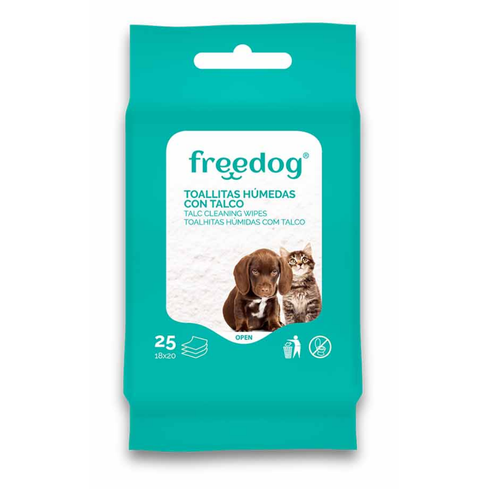 Toallitas Húmedas Talco Pocket 25Udes 18X20 cm FREEDOG Mascotas-Ávila