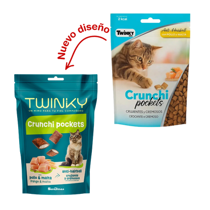 Twinky Snack Crunchi Pockets Pollo y Malta 60 g para Gatos Adultos TWINKY Mascotas-Ávila