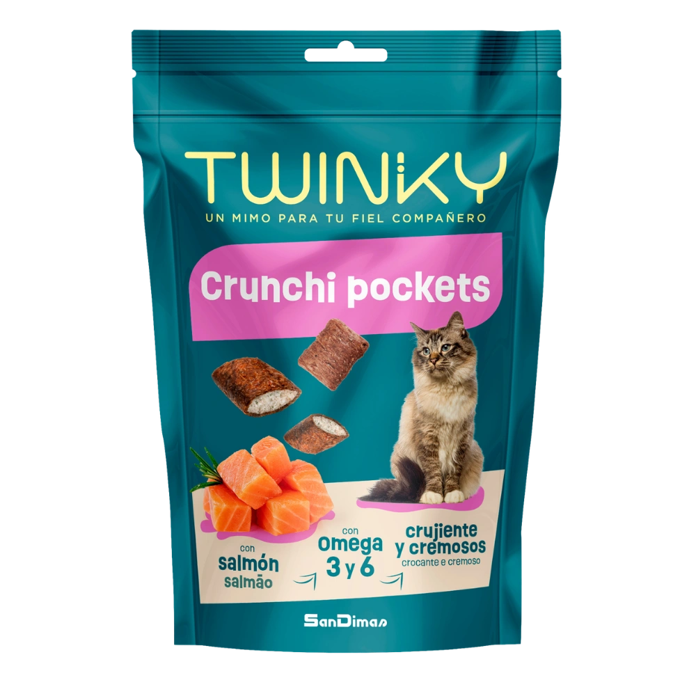 Twinky Snack Crunchi Pockets Salmón 60 g para Gatos Adultos TWINKY Mascotas-Ávila