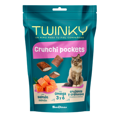 Twinky Snack Crunchi Pockets Salmón 60 g para Gatos Adultos TWINKY Mascotas-Ávila