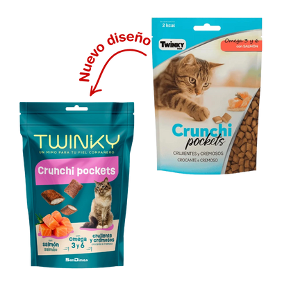 Twinky Snack Crunchi Pockets Salmón 60 g para Gatos Adultos TWINKY Mascotas-Ávila