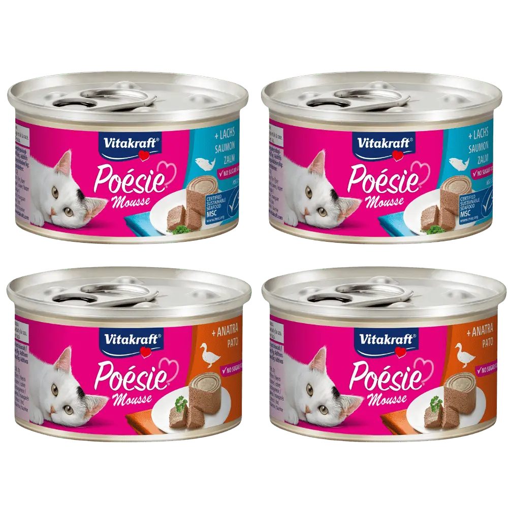 Salmón y Pato Vitakraft Poesie Mousse Pack 4x85 g Comida Húmeda para Gatos VITAKRAFT Mascotas-Ávila