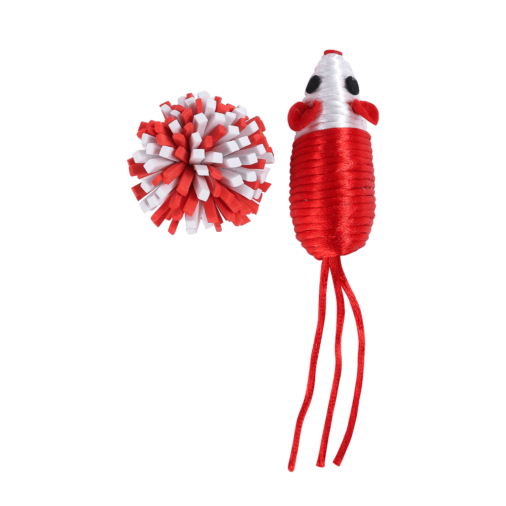 Wouapy Juguete Navideño para Gatos con forma de Ratón + Bola Peluda WOUAPY Mascotas-Ávila