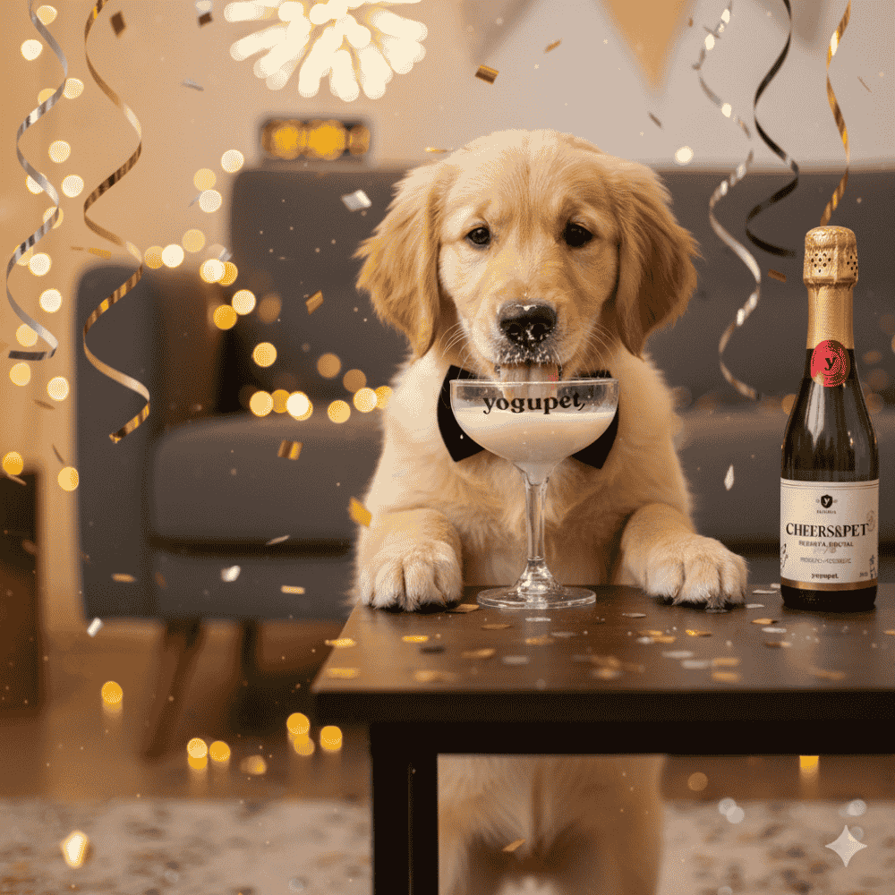 Yogupet Navidad Champán de Kéfir Cheers&Pet 200 ml con Postbióticos y Prebióticos para Perros y Gatos YOGUPET Mascotas-Ávila