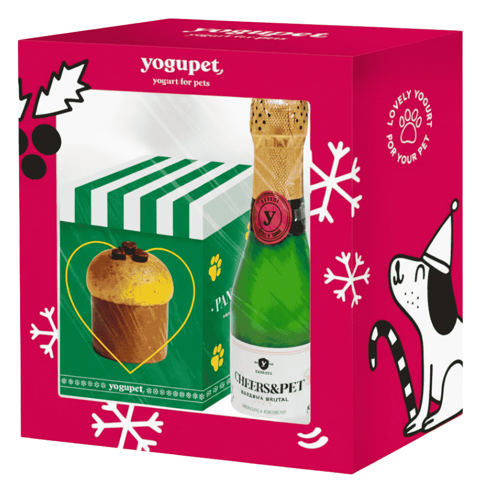 Yogupet Navidad Pack Champán Cheers&Pet + Panettone Verde para Perros y Gatos YOGUPET Mascotas-Ávila