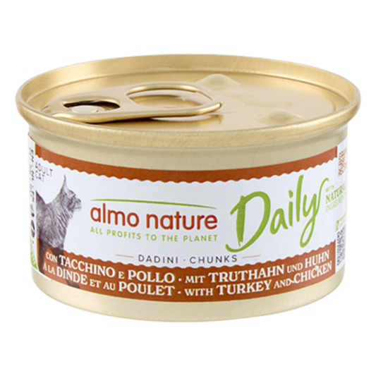 Almo Nature Cat Daily Menú Lata 85 g Bocaditos Pavo y Pollo