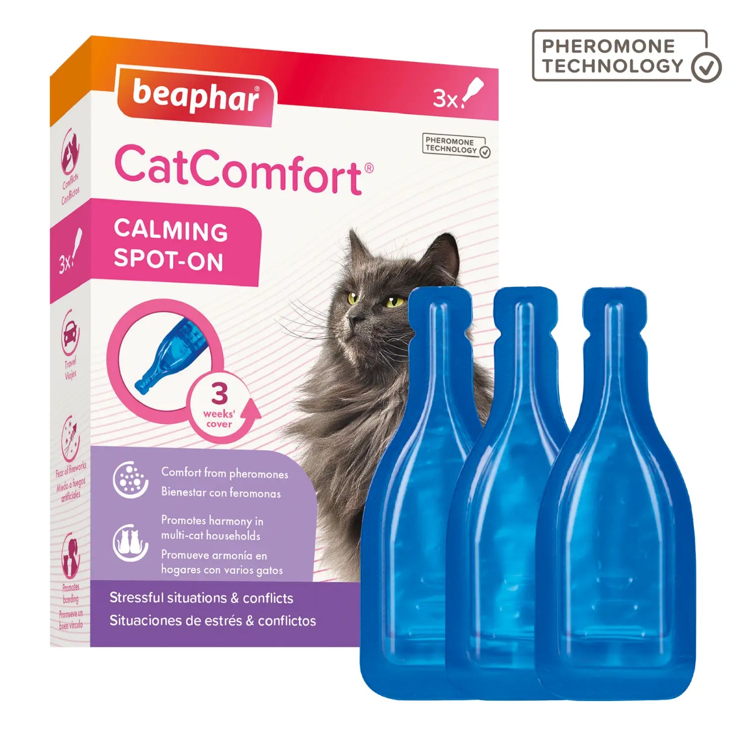Beaphar Catcomfort 3 Pipetas Antiestrés con Feromonas para Gatos - Mejor Precio - Mascotas Ávila