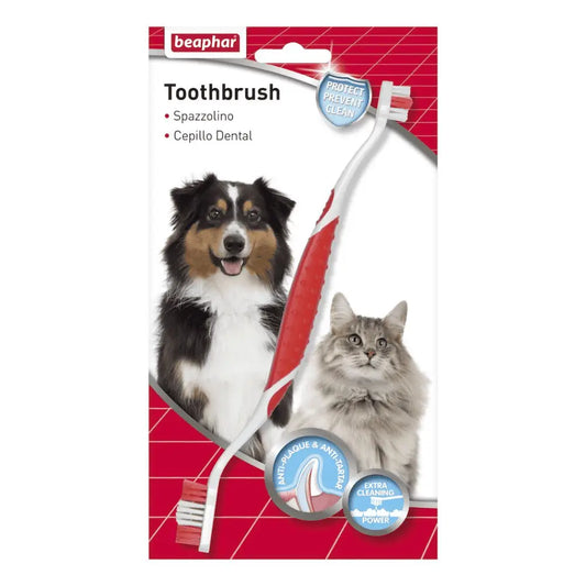 Beaphar Cepillo de Dientes Doble Cabezal para Perros y Gatos de Todos los Tamaños BEAPHAR