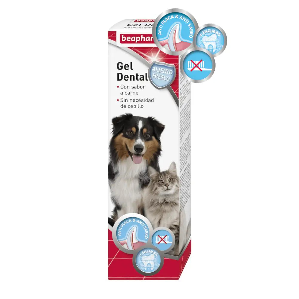 Beaphar Gel Dentífrico Sabor Carne Sin Cepillado para Perros y Gatos 100 g BEAPHAR