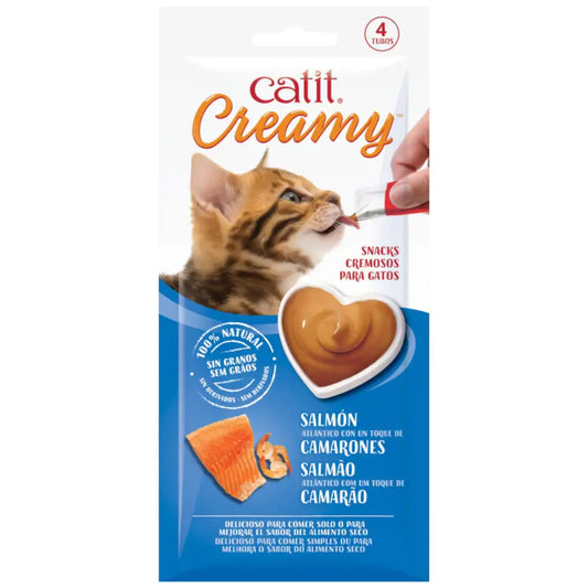Catit Creamy Snack Salmón y Gambas Pack 4X10 g CATIT