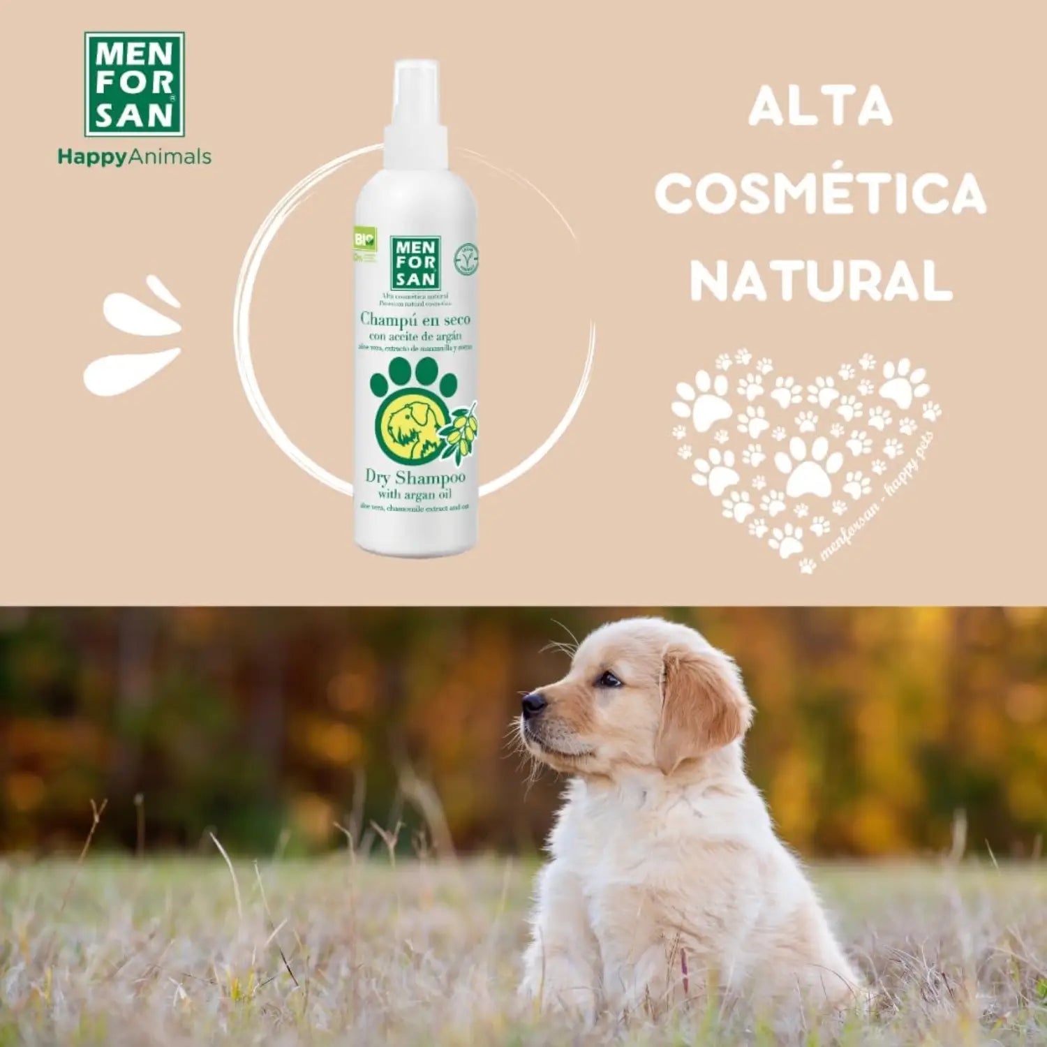 Menforsan Champú en Seco para Perros con Aceite de Argán 250 ml - Mejor Precio - Mascotas Ávila