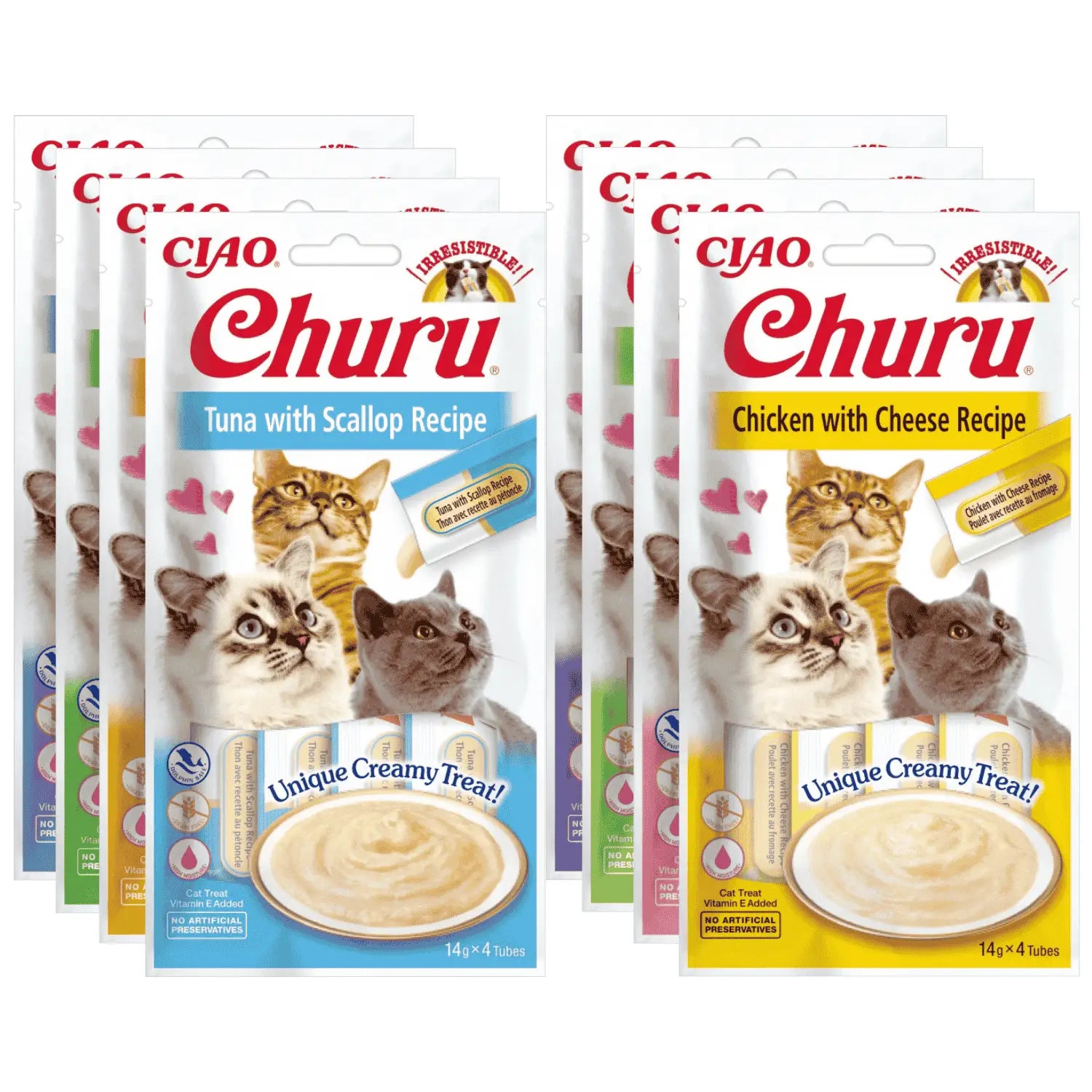Churu CAT Receta Pack 4x14 g | Snack Líquido para Gatos