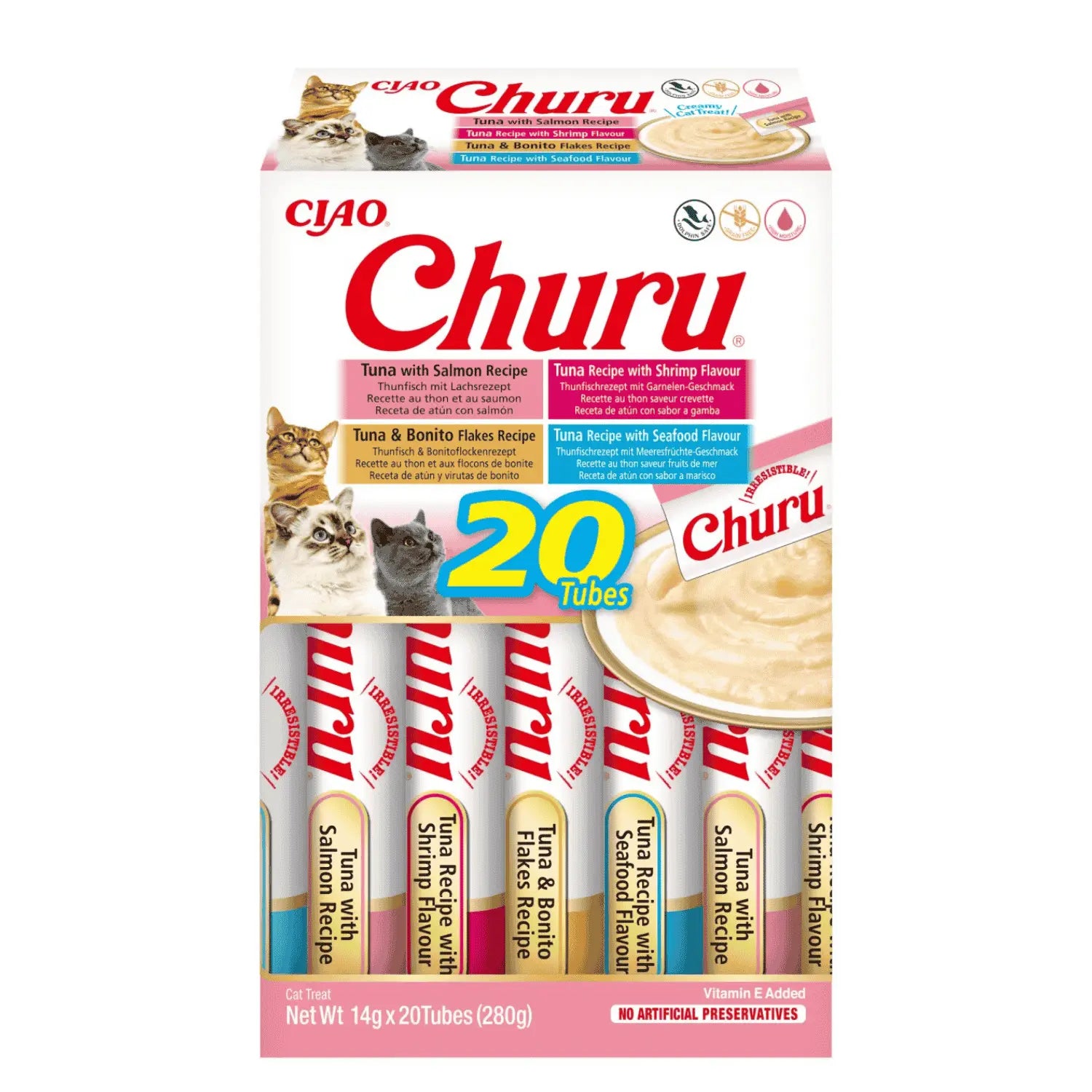 Churu CAT Variedades de Marisco Pack Ahorro | Snack Líquido para Gatos