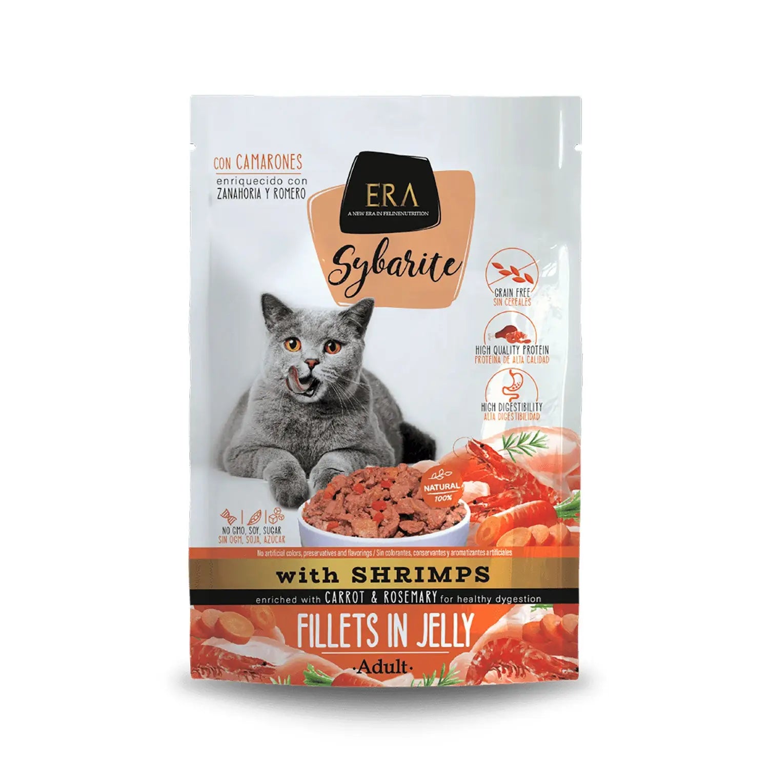 Era Sybarite Cat Adult Filetes Gambas 85G Sobre - Mejor Precio - Mascotas Ávila