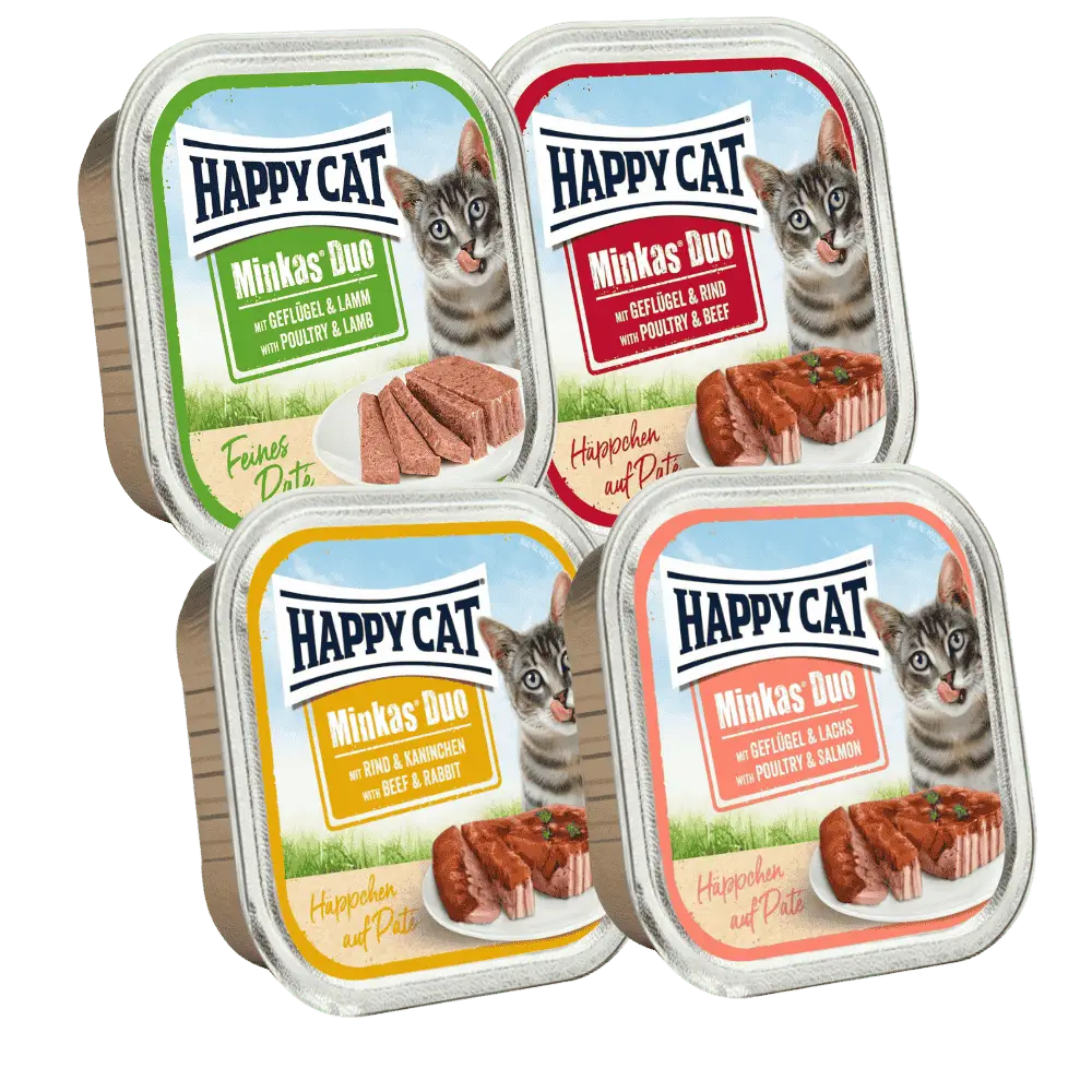 Happy Cat Minkas Dúo Menú 100 g Tarrina Paté Húmedo para Gatos Happy Cat