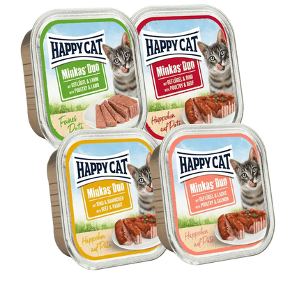 Happy Cat Minkas Dúo Menú 100 g Tarrina Paté Húmedo para Gatos Happy Cat