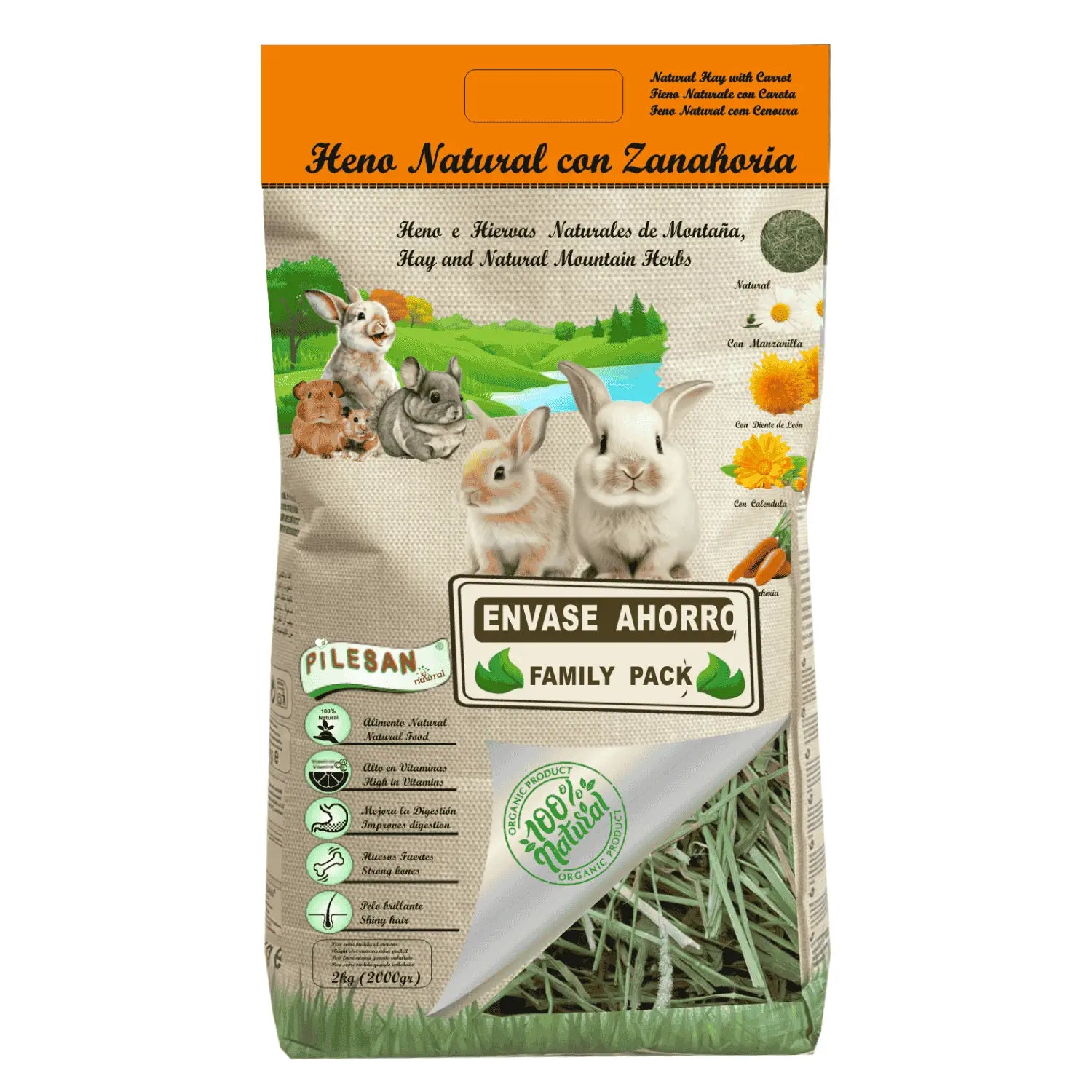 Heno Natural Zanahoria para Roedores 2 kg Pilesan