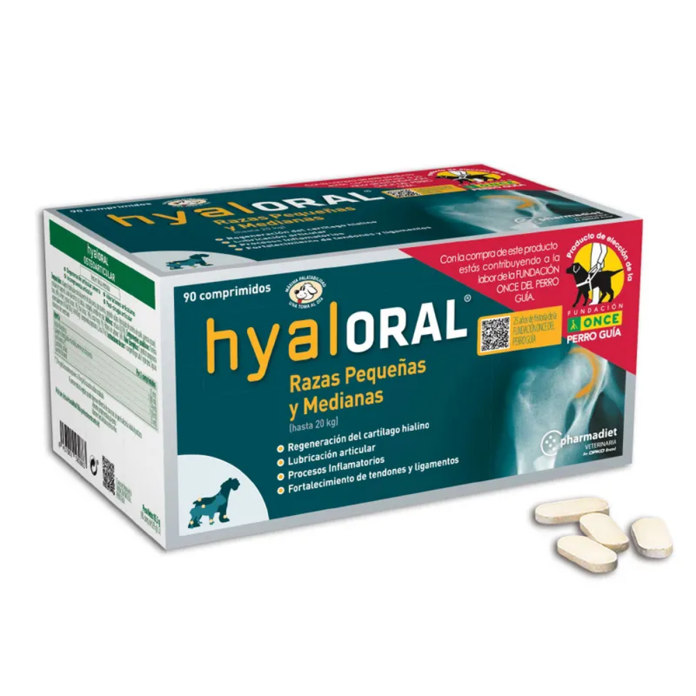 Hyaloral Razas Pequeñas y Medianas 90 uds (Articulaciones) PHARMADIET Mascotas-Ávila