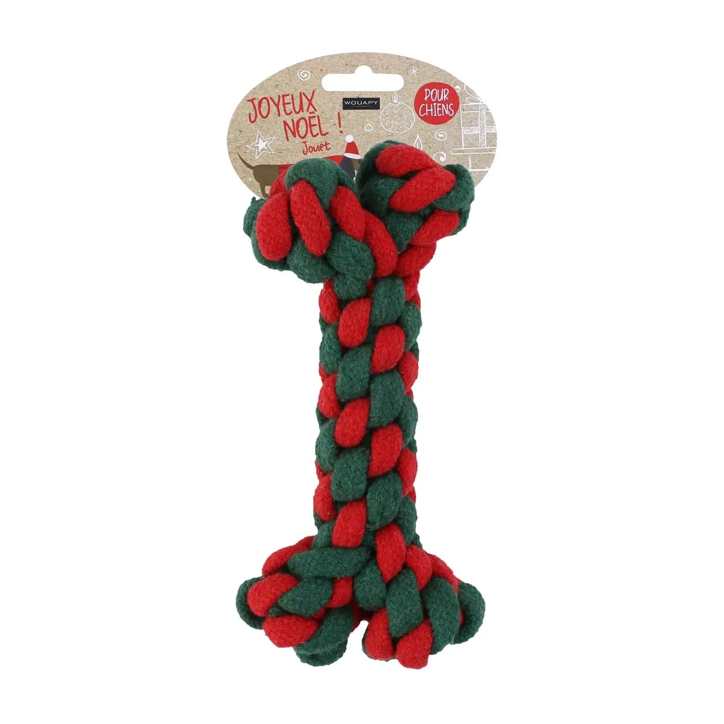 Juguete para Perros Cuerda con Forma de Hueso Navidad Tamaño Pequeño Wouapy - Mejor Precio - Mascotas Ávila