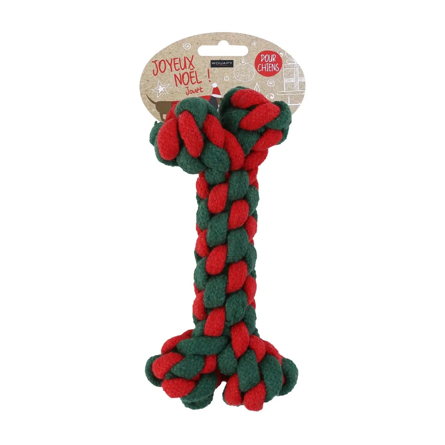 Juguete para Perros Cuerda con Forma de Hueso Navidad Tamaño Pequeño Wouapy - Mejor Precio - Mascotas Ávila