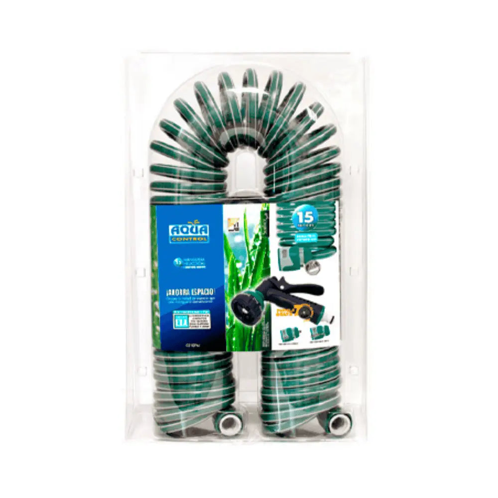Manguera Helicoidal E.V.A 15 metros + Pistola 7 Posiciones Aqua Control AQUA CONTROL