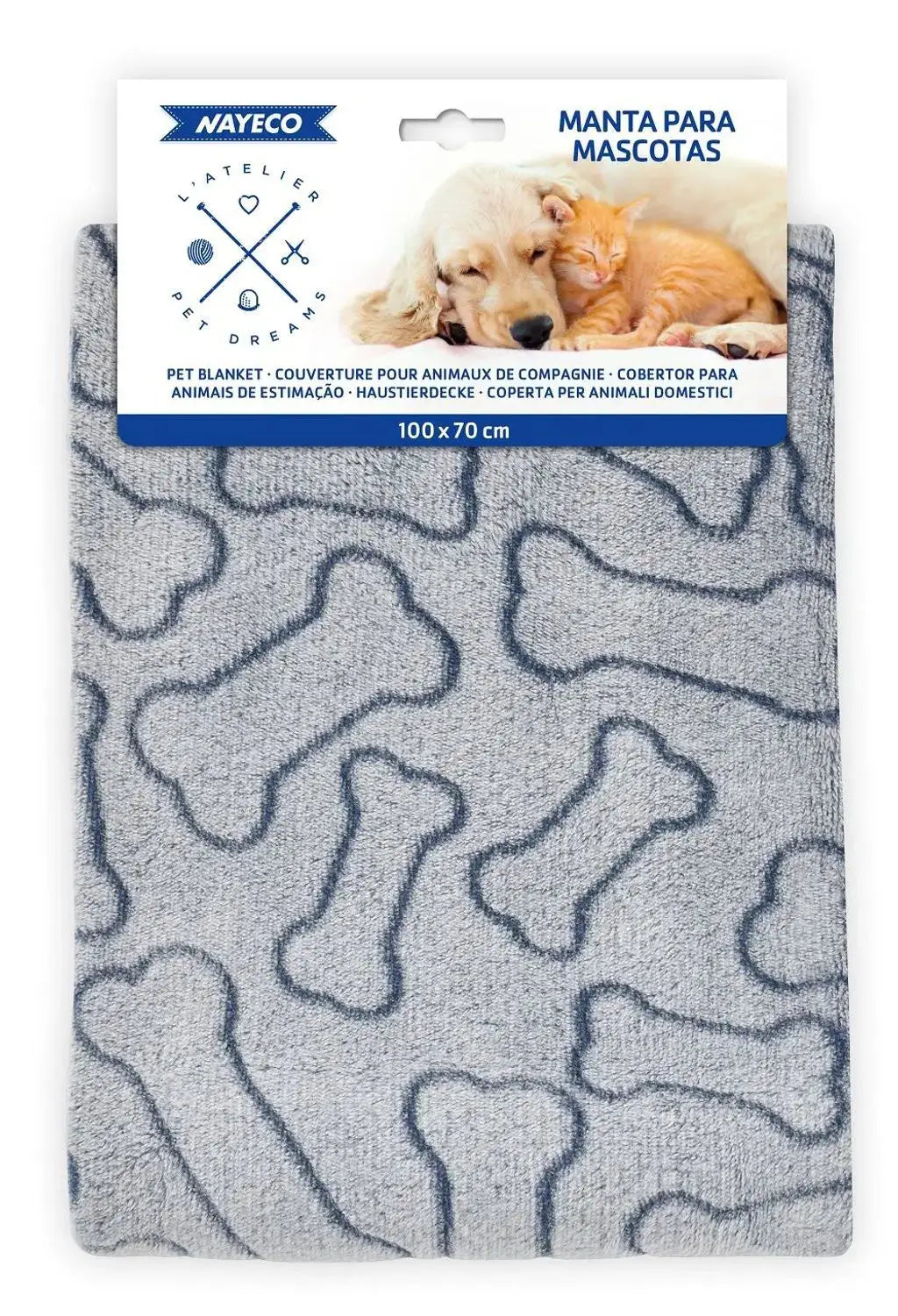 Manta Perro Huesos Azul Nayeco 100X70Cm - Mejor Precio - Mascotas Ávila