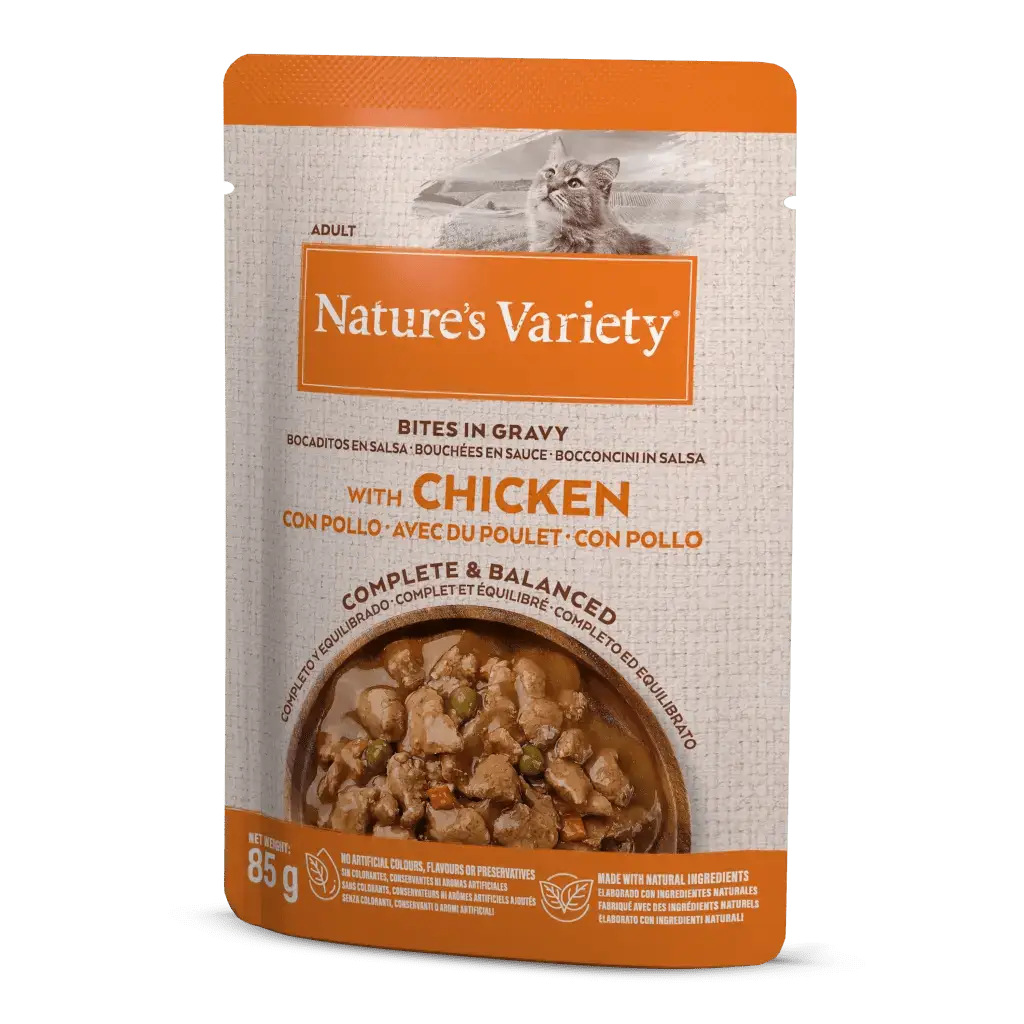 NATURE'S VARIETY CAT BOCADITOS EN SALSA CON POLLO 85GR - Mejor Precio - Mascotas Ávila
