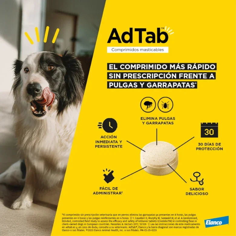AdTab Comprimidos Antiparasitarios Masticables para Perros (3 uds) - Elimina Pulgas y Garrapatas