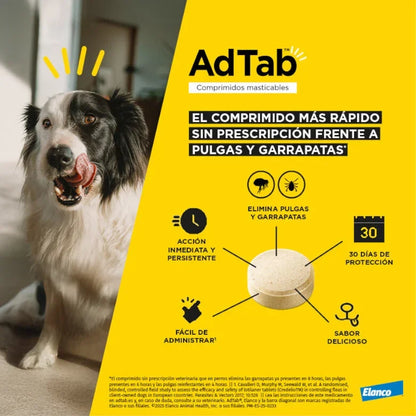 AdTab Comprimidos Antiparasitarios Masticables para Perros (3 uds) - Elimina Pulgas y Garrapatas