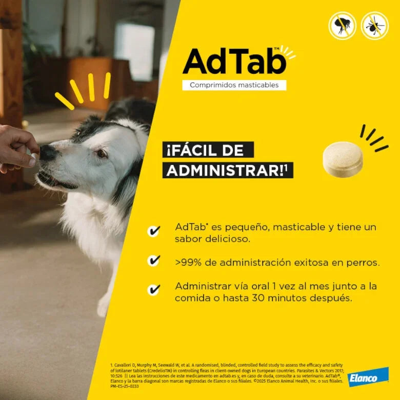 AdTab Comprimidos Antiparasitarios Masticables para Perros (3 uds) - Elimina Pulgas y Garrapatas