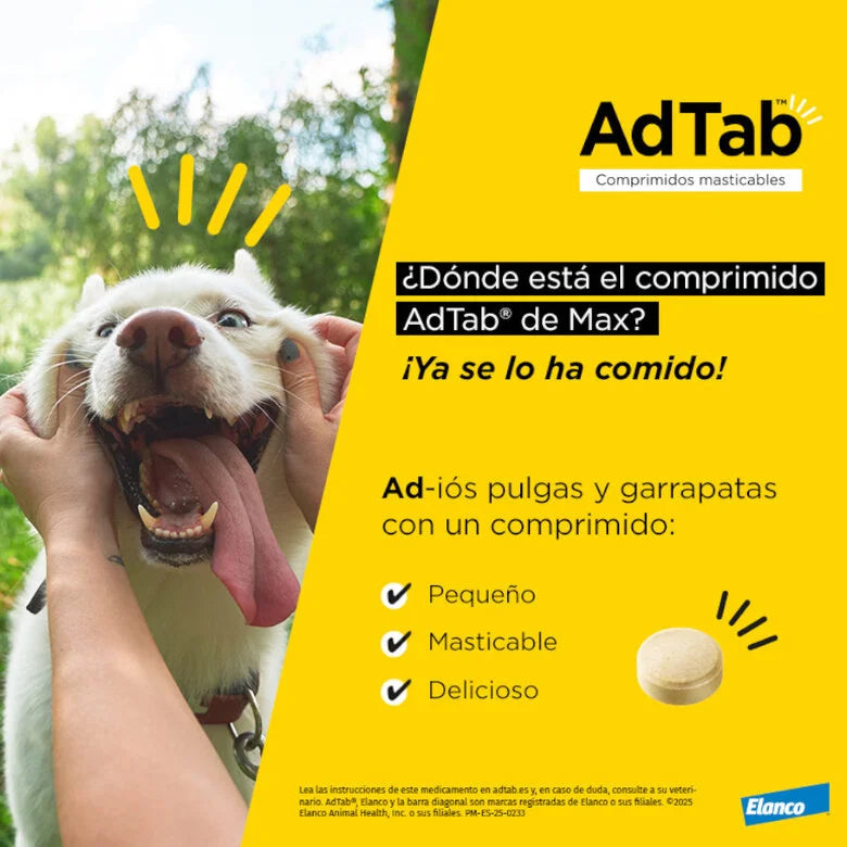 AdTab Comprimidos Antiparasitarios Masticables para Perros (3 uds) - Elimina Pulgas y Garrapatas