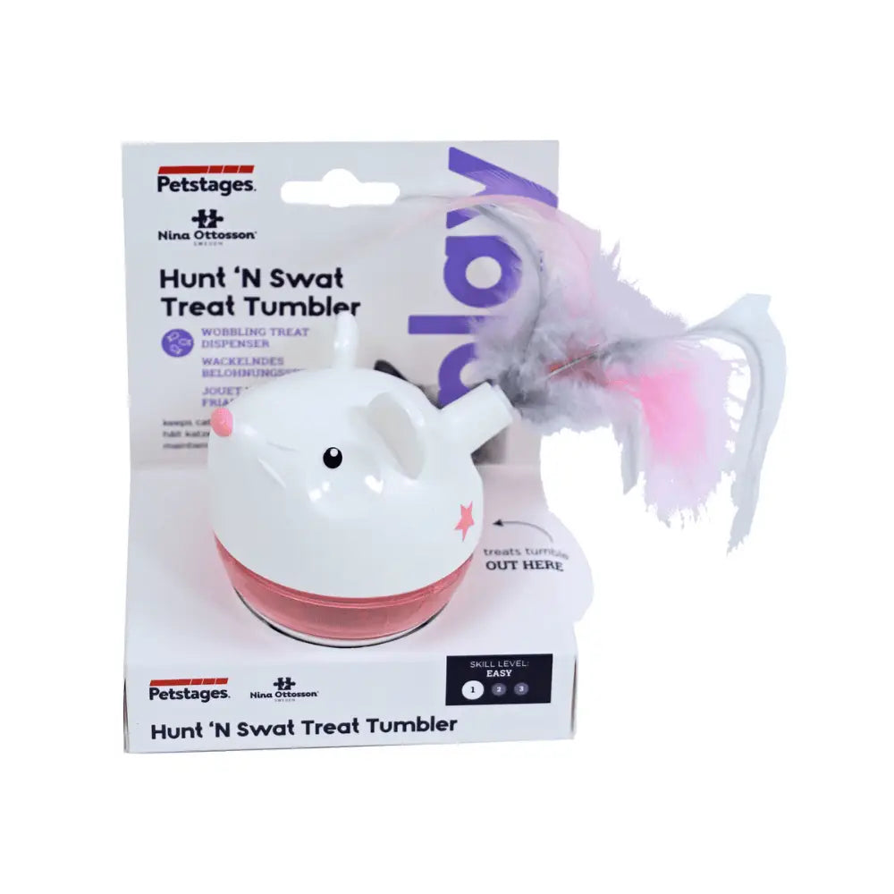 Nina Ottosson Hunt & Swat Ratón con Plumas Dispensador para gatos NINA OTTOSSON