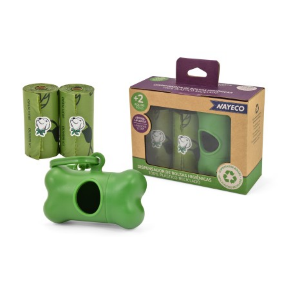 Portabolsas Higiénicas Reciclado+2 Rollos de 15 Bolsas Aroma Lavanda