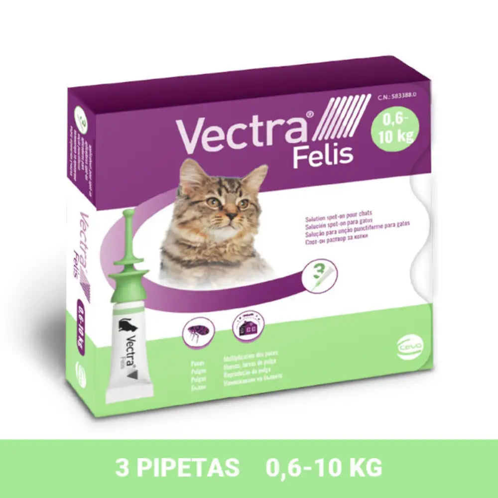 Vectra Gato 0,6-10 kg 3 Pipetas Antiparasitarias para Gatos CEVA