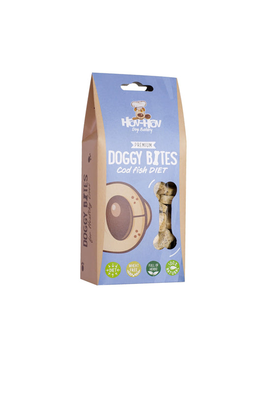 GALLETAS NATURALES DOGGY BITES 150GR COD FISH DIET(bacalao light)