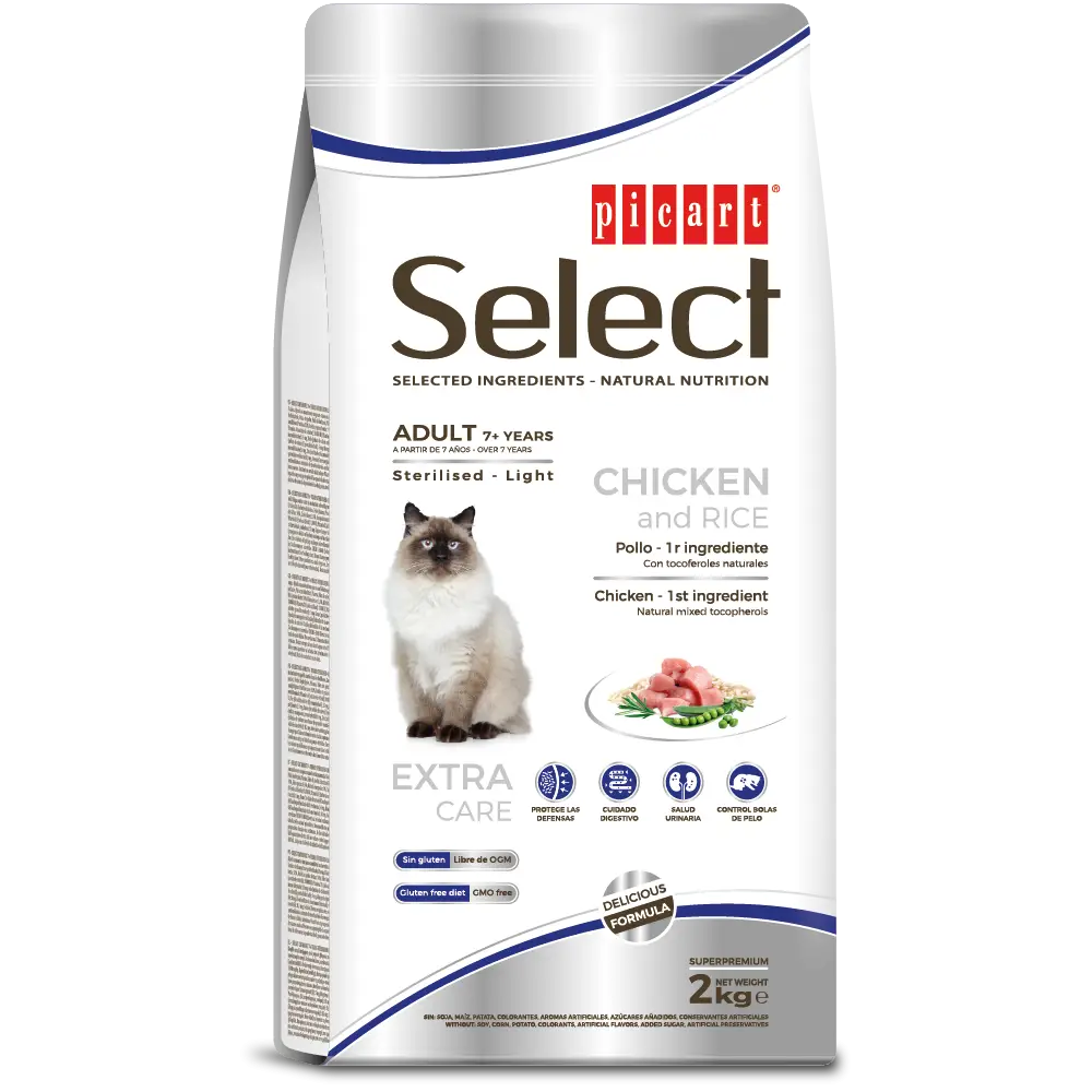 PICART SELECT CAT ADULT +7 YEARS STERILIZED LIGHT 2KG