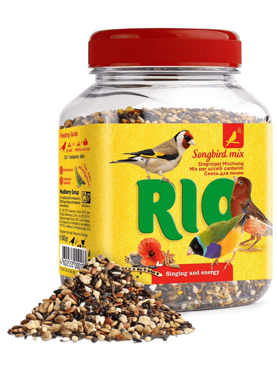 Snack Mix Pájaro Cantor Natural Para Aves 240gr Rio