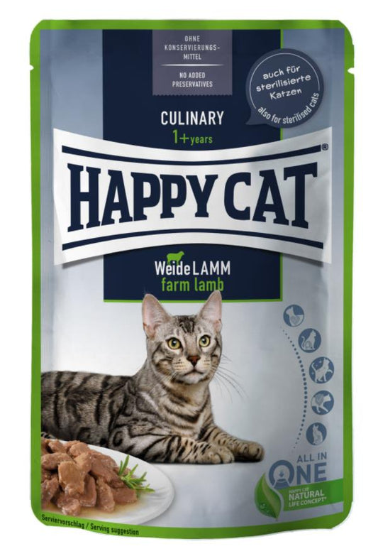 Happy Cat Culinary Meat in Sauce WeideLamm Pouch 85 g (Cordero)