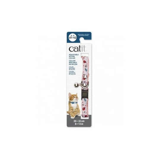 Catit Collar Nylon Ajus.Remach./Cascabel Rosa & Bl