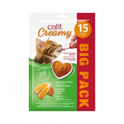 Catit Creamy Snack Pollo y Cordero Pack 15x10g