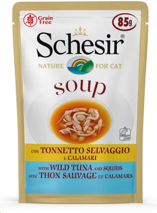 SCHESIR SOPA GATO ATÚN SALVAJE Y CALAMARES 85GR