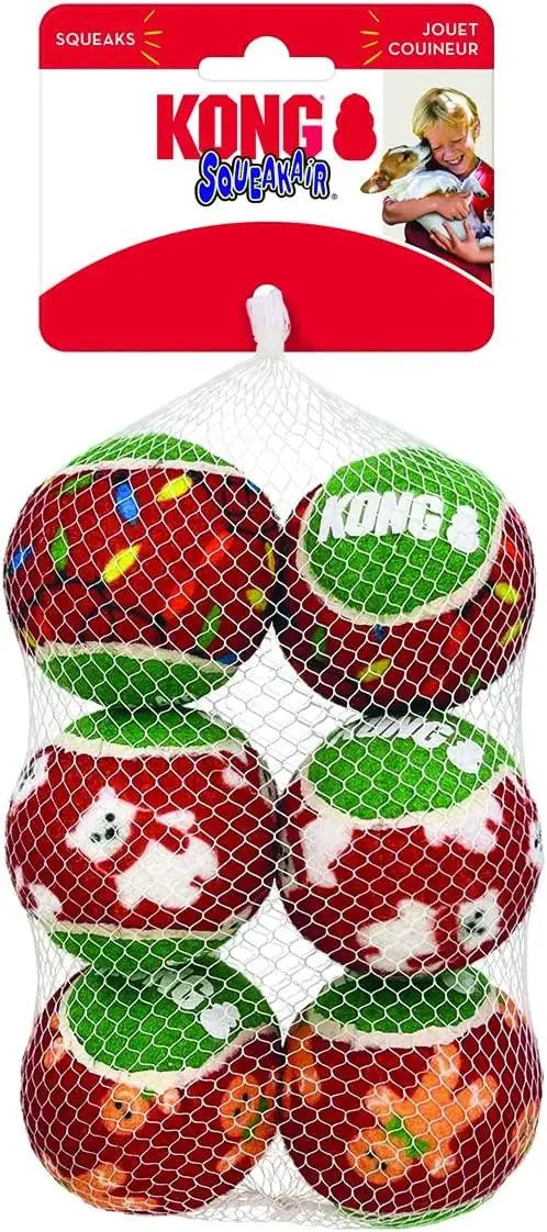 KONG NAVIDAD SQUEAKAIR BALLS 6-PK MD