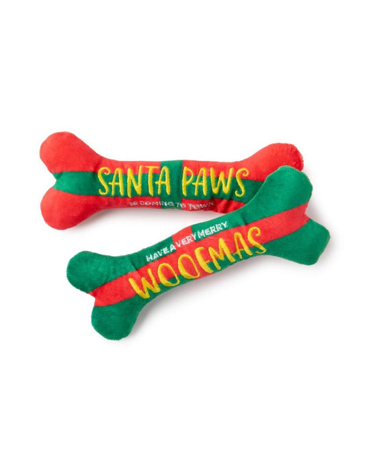 FuzzYard Juguete Navidad Dog Santa Paws/Woofmas Bones 2 Piezas S