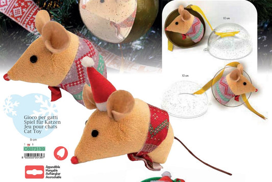 NAVIDAD CAT TOY HOLIDAY MOUSE 9 cm