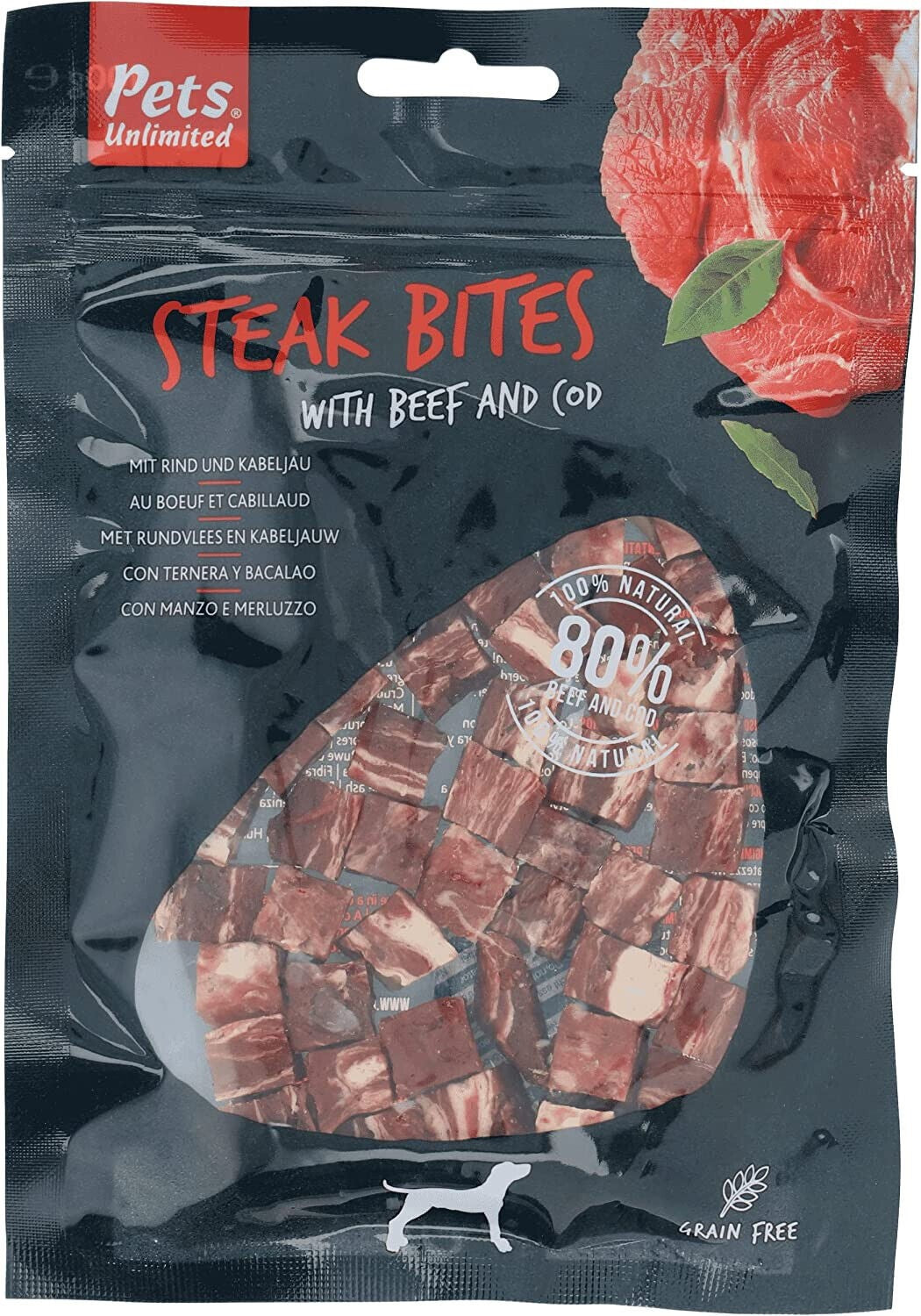 Snack Dog Pets Steak Bites beef 100g