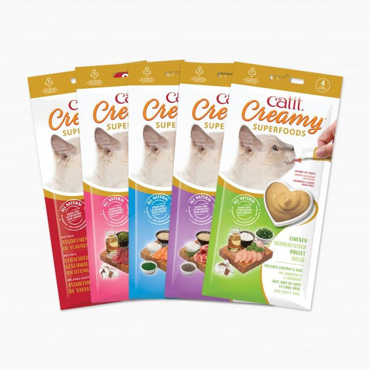 Catit Creamy Snack Superfood Pollo con Coco y Kale Pack 4x10g