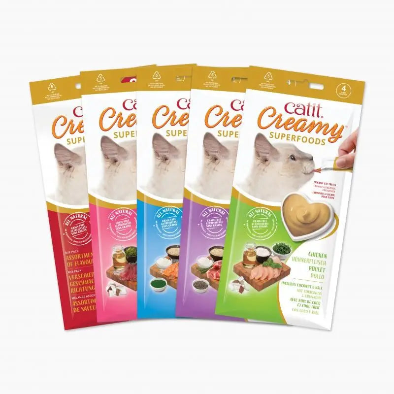 Catit Creamy Snack Superfood Salmón con Quinoa y Espirulina Pack 4x10g